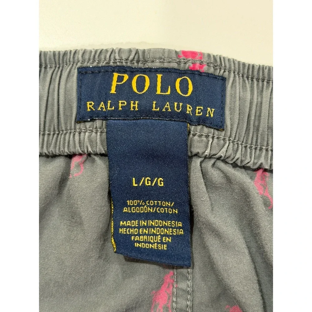 Polo Ralph Lauren Mens Pajama Pants Gray Pony Print Sleep Lounge Large Cotton